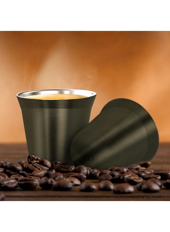 Premium Stainless Steel Espresso Cup Demitasse Cups - Set Of 2 Heat Resistant Espresso Cups For A Perfect Sip Elegant And Durable Espresso Shot Cups Gun 80Ml