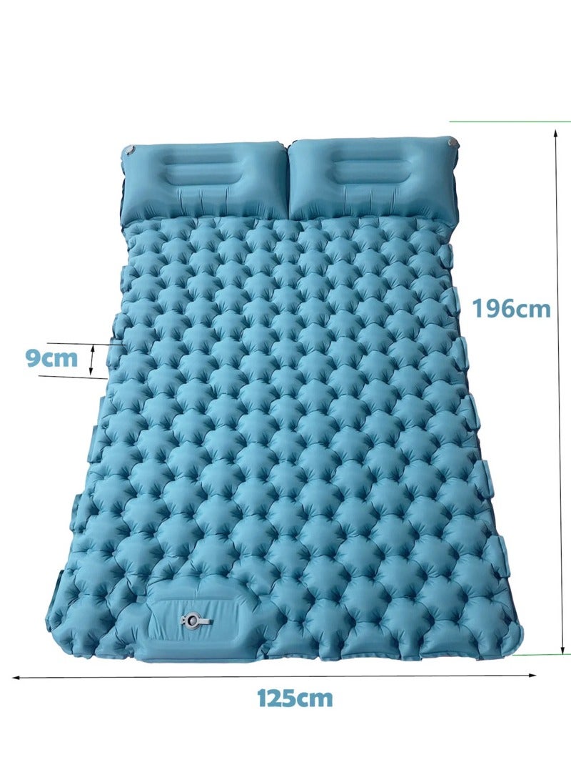 Sleeping Pad for Camping,Camping Air Mattress for 2 Person,Waterproof Double Self Inflating Sleeping Bed,Ultralight Portable Roll-Up Double Sleeping Pad for Car Camping - Aqua Green