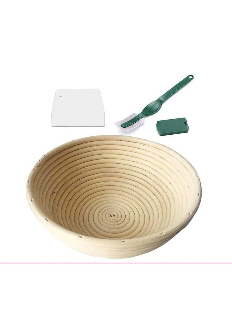 2 Set 9 Inch Proofing Baskets Bread Basket +Bread Lame +Dough Scraper+ Linen Liner Cloth for Professional Home Bakers