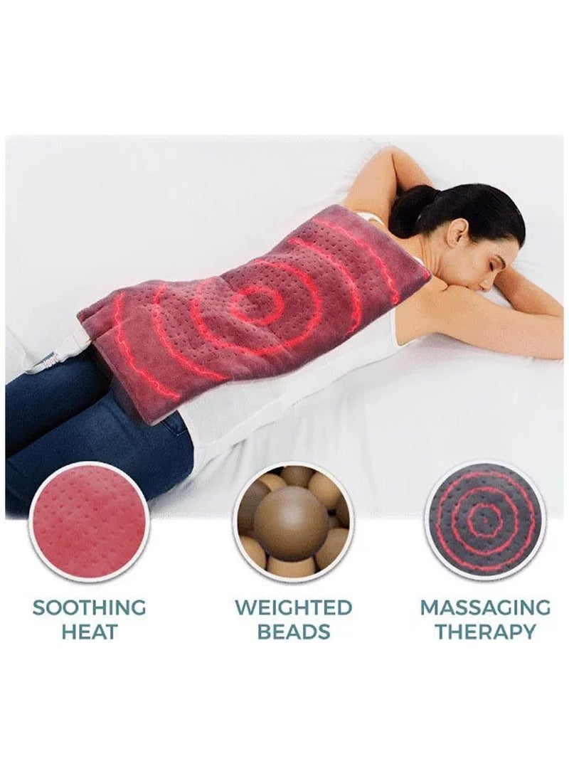 Electric Heated Massaging Pad Weighted Heating Therapy Pad Massager Vibrating Wrap Shawl For Neck Back Shoulder Hip Waist Lumbar Tummy Ankle Muscles Whole Body Pain Relief