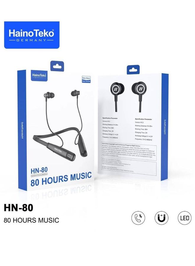 Germany HN-80 Neckband Wireless Bluetooth Earphone Black