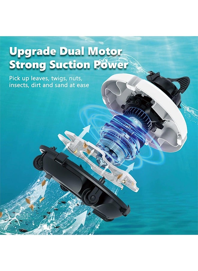 Cordless Pool Vacuum -【Up to 𝟏𝟐𝟎 Mins】 Robot Pool Vacuum Cleaner for Above Ground/Inground Pool【Enhance】 5200mAh Battery【2-Motor】 Suction for Flat Pool Up 650