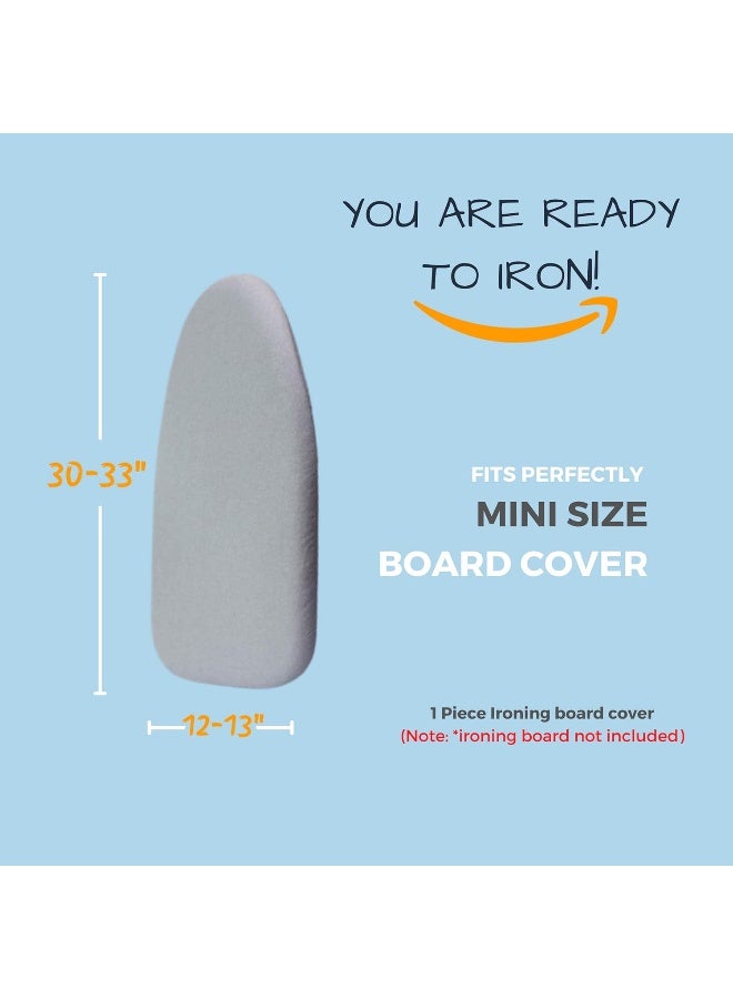 Savuk  Ironing Board Cover And Pad Silicone Coated 4 Layers, 12.5X31 Inch Mini Size, Extra Heavy Duty Thick Padding, Heat Reflective, Non Stick Scorch And Stain Resistant