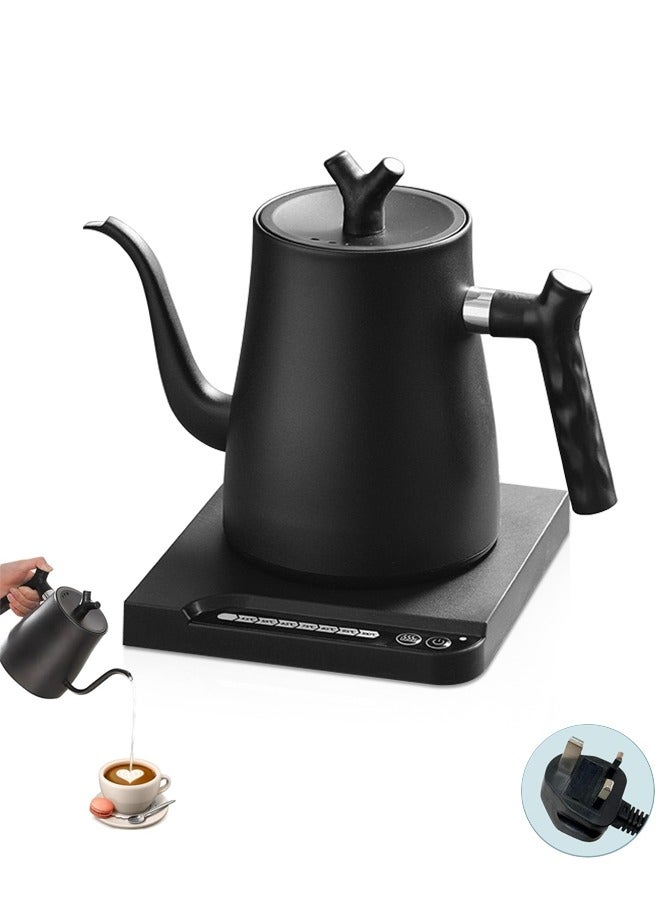 Electric Gooseneck Coffee Kettle Stainless Steel Electric Water Kettle With 7 Preset Temperature Indicate Constant Temperature And Touch Screen Panel Black 1L 1000W