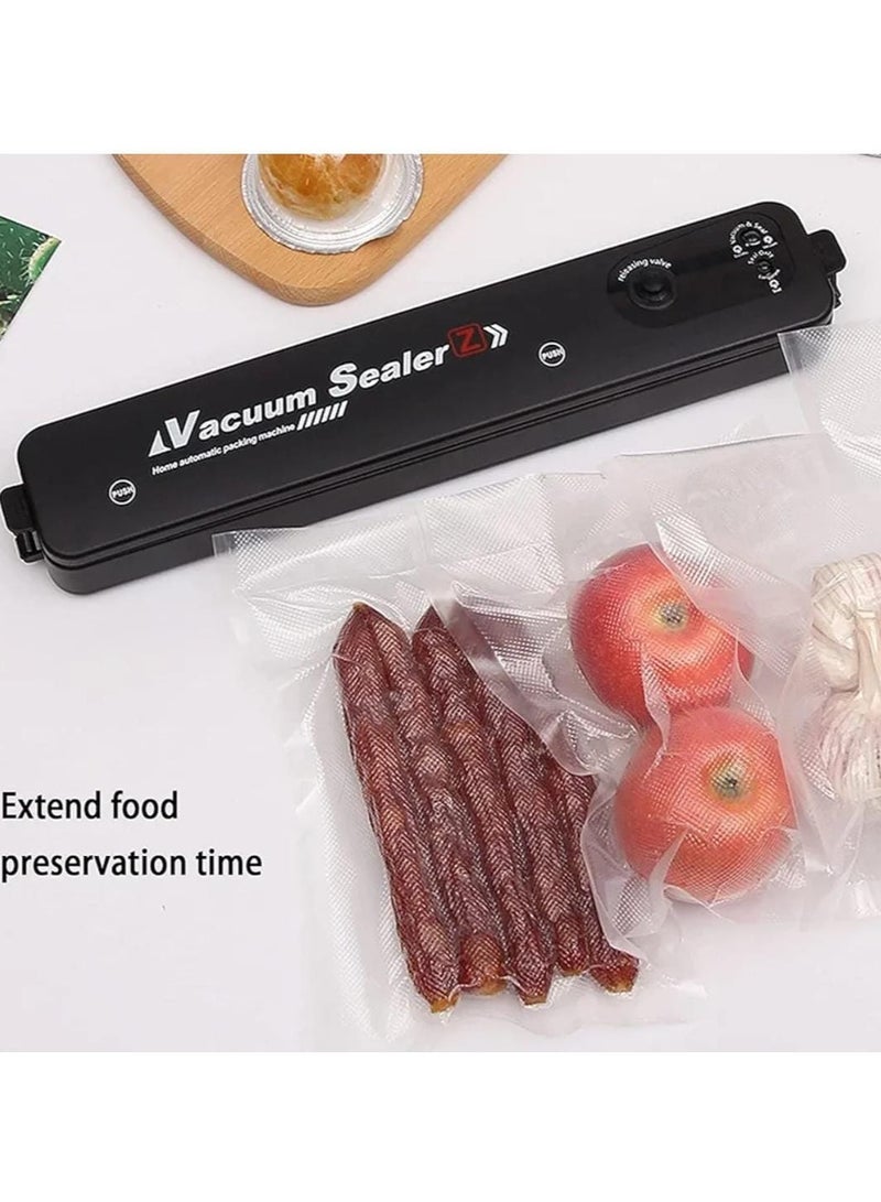 Automatic Food Sealer Machine for Food Preservation with 10 Bags Vacuum Sealer, Food Vacuum Air Sealing System for Food Preservation Storage Saver, Dry & Moist Food Modes Black