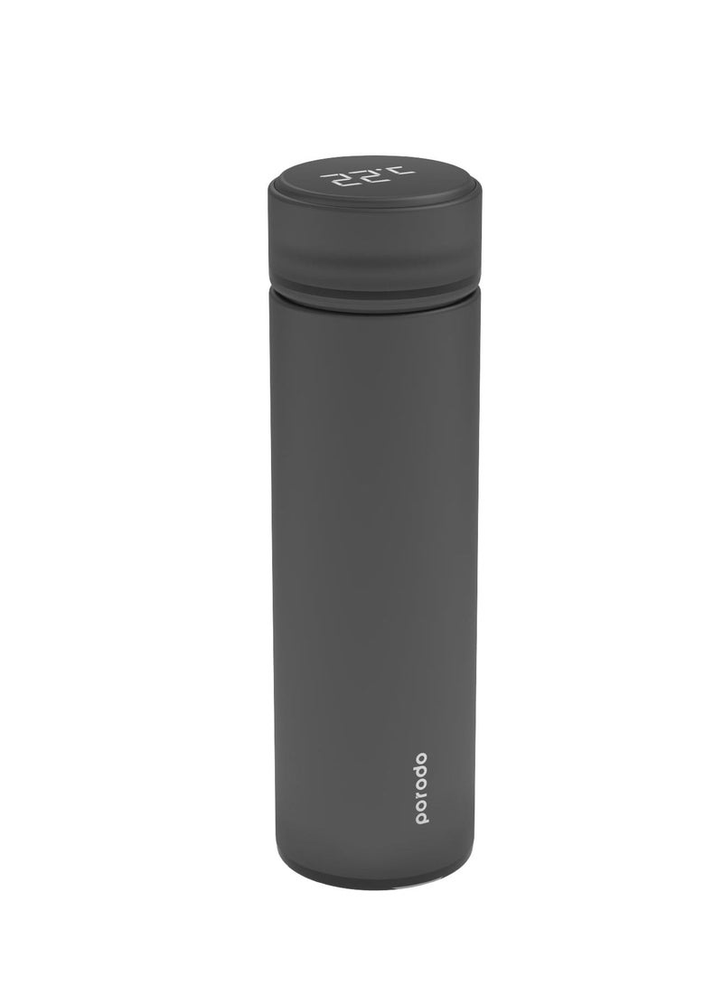 Smart Water Bottle Cup With Temperature Indicator, Up to 12 Hours of Thermal Insulation, Sports Drink Flasks, 500ml, Touch Sensitive Display, Non-Slip Base, 17 Oz - Black