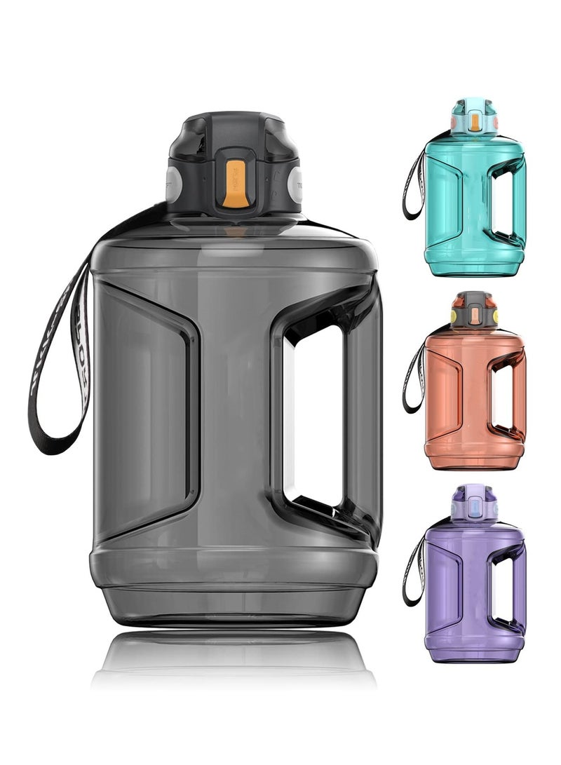 Half Gallon Water Bottle with Straw Water Bottle with Time Marker and Handle BPA Free Water Jug Large Water Bottles 64 oz for Gym Yoga Travel Camping Outdoor