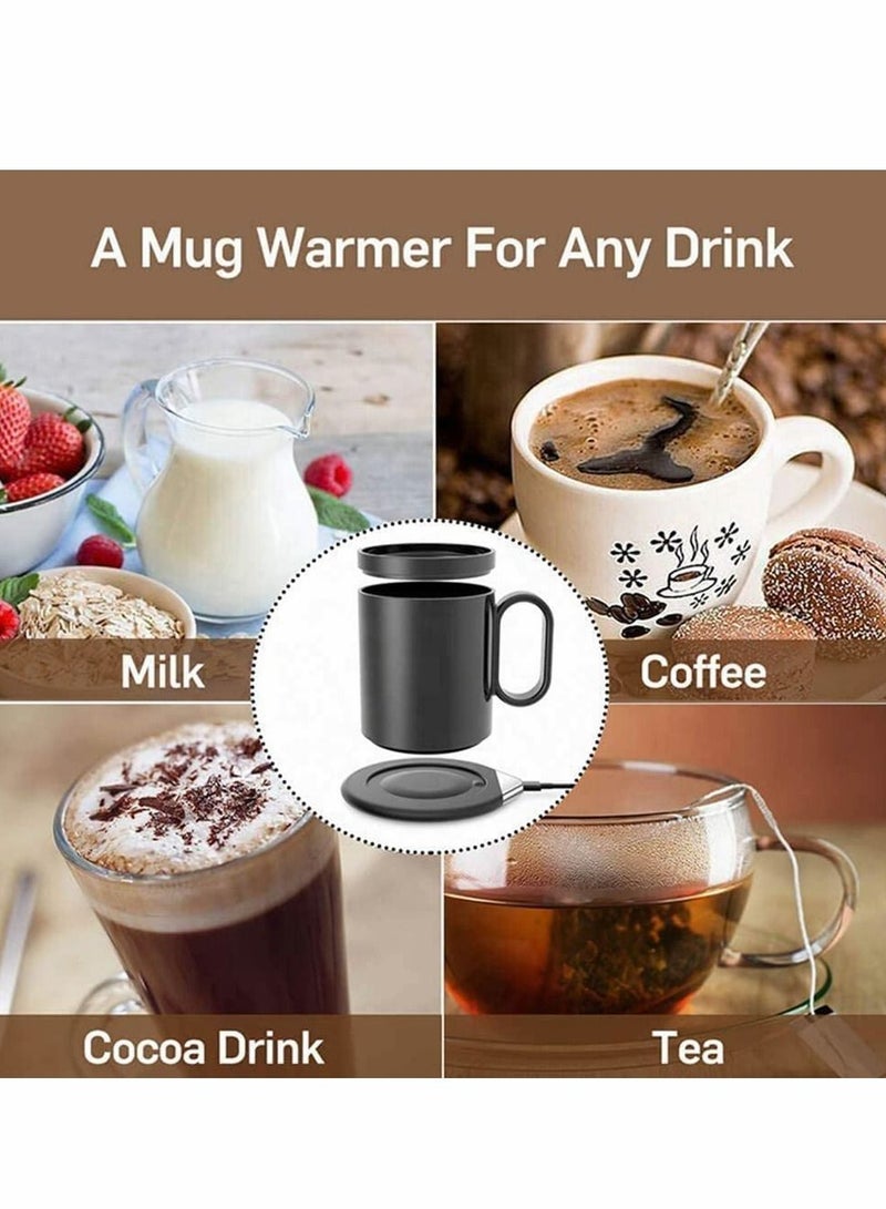 Coffee Cup Warmer Electric Smart Beverage Mug Warmer Desktop Digital Touch Mug Heater Coaster Cup Warmer Pad for Tea Water Cocoa Baby Food Milk Cup Heater Plate Black