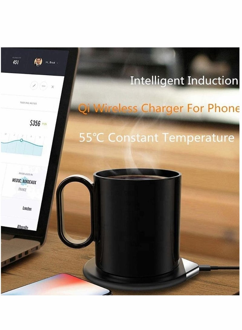 Coffee Cup Warmer Electric Smart Beverage Mug Warmer Desktop Digital Touch Mug Heater Coaster Cup Warmer Pad for Tea Water Cocoa Baby Food Milk Cup Heater Plate Black