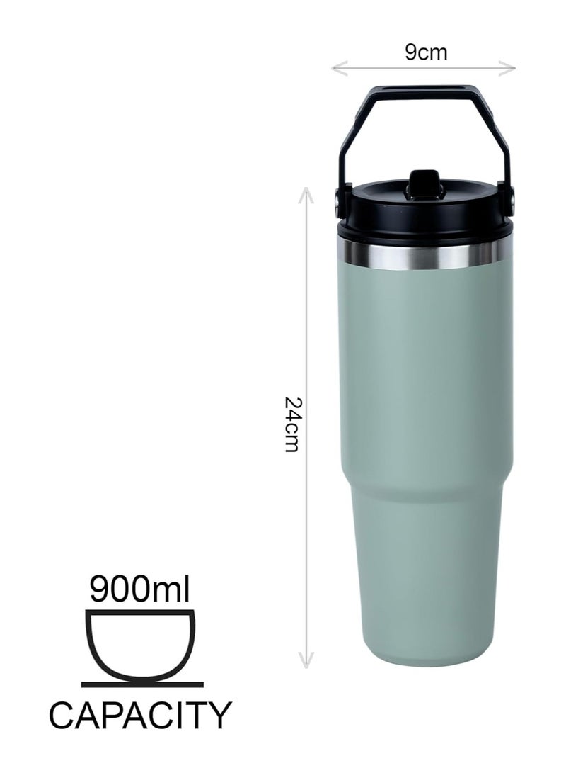 Cuisine Art Hot and Cold Drinking Flask, Vacuum Insulated Mug, Water Bottle, Stainless Steel Vacuum Insulated Tumbler (31 oz / 900 ML) - Green