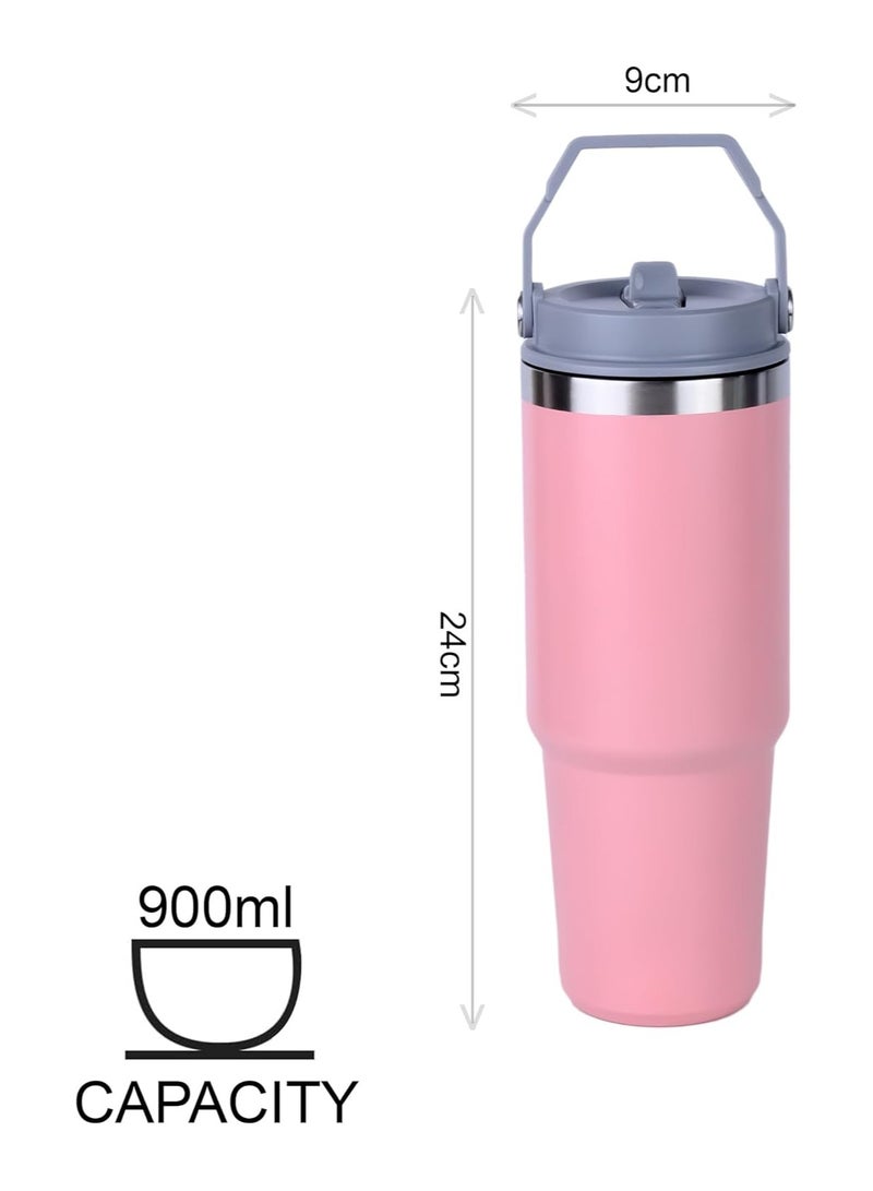 Cuisine Art Hot and Cold Drinking Flask, Vacuum Insulated Mug, Water Bottle, Stainless Steel Vacuum Insulated Tumbler (31 oz / 900 ML) - Pink