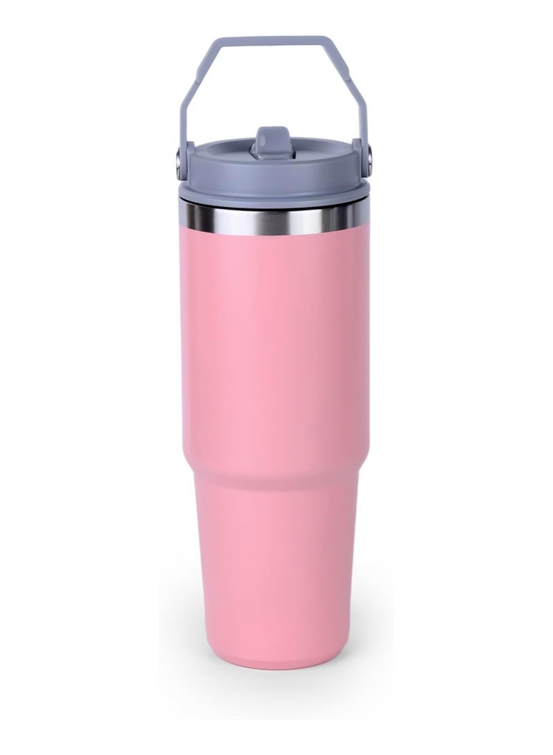 Cuisine Art Hot and Cold Drinking Flask, Vacuum Insulated Mug, Water Bottle, Stainless Steel Vacuum Insulated Tumbler (31 oz / 900 ML) - Pink