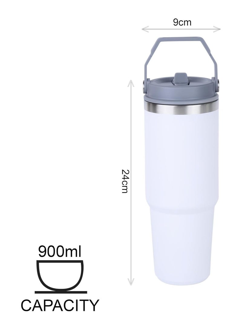 Cuisine Art Hot and Cold Drinking Flask, Vacuum Insulated Mug, Water Bottle, Stainless Steel Vacuum Insulated Tumbler (31 oz / 900 ML) - White