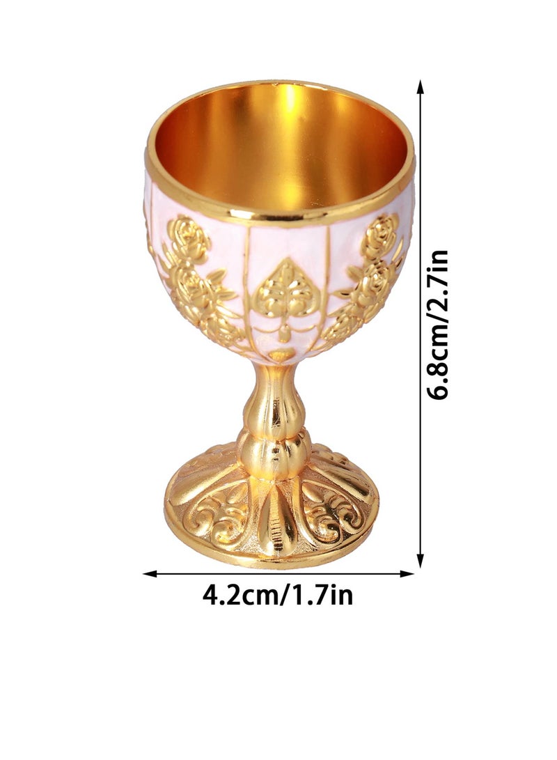 Vintage Brass Embossed Goblet Cup 2 Pieces 30mlGold Glasses Goblet Goblet Golden Glasses Embossed Cup Metal Embossed Cup Liqueur Cup Shot Glass for Kitchen