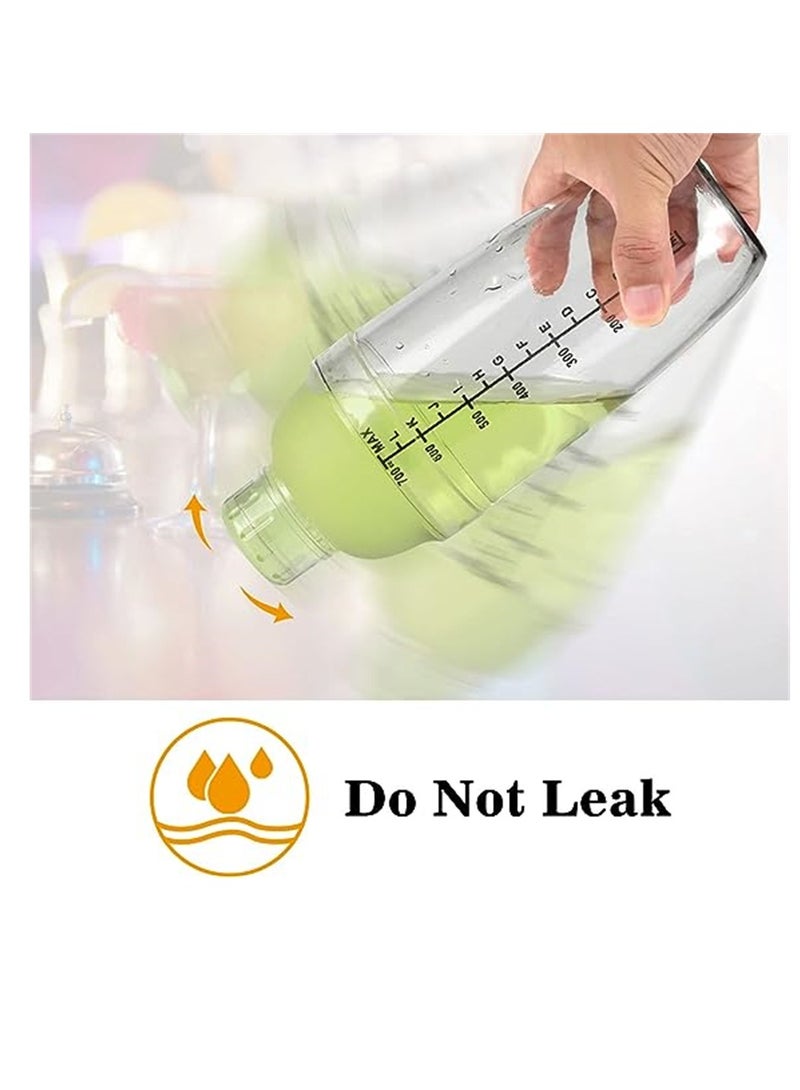Plastic Cocktail Shaker 4 Pcs 24oz Drink Mixer Drink Shaker with 4 Pcs Ounce Cup Plastic Shaker Bottle Tea Drink Mixer Cocktail Measuring Cup for Kitchen Bar Party Tools