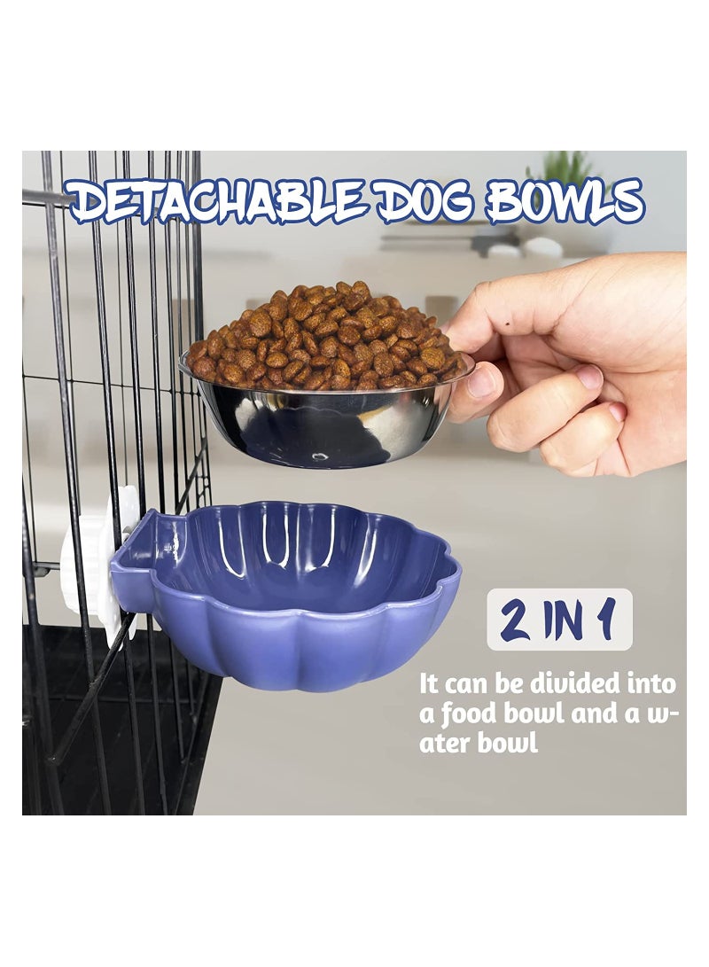 Removable Stainless Steel Dog Bowl Set Hanging Food and Water Feeder for Pets Ideal for Puppies and Small Animals 2 Pack