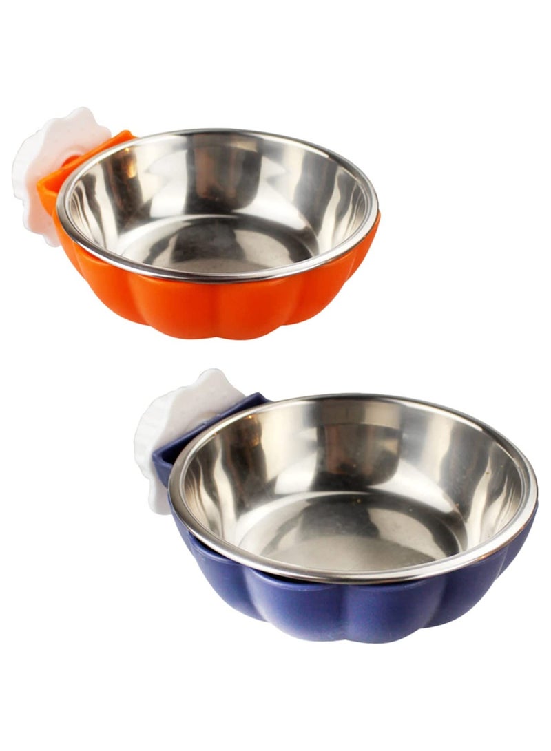 Removable Stainless Steel Dog Bowl Set Hanging Food and Water Feeder for Pets Ideal for Puppies and Small Animals 2 Pack