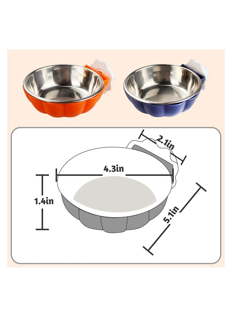 Removable Stainless Steel Dog Bowl Set Hanging Food and Water Feeder for Pets Ideal for Puppies and Small Animals 2 Pack