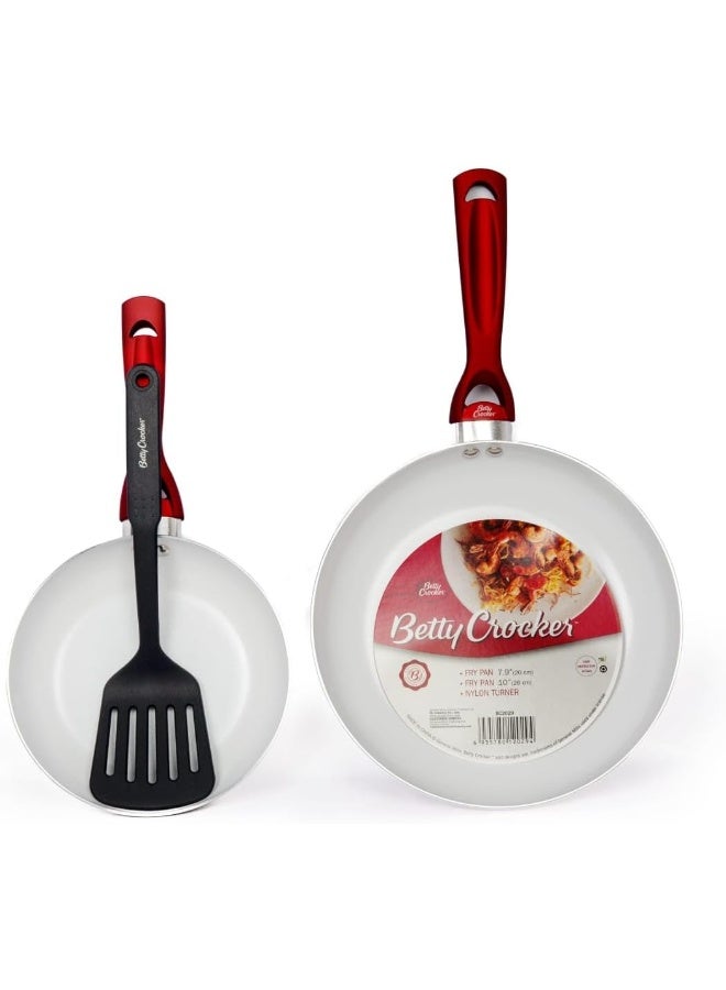 Non-Stick Carbon Steel Fry Pan 2-Piece Set 26 20 Cm Size Red White