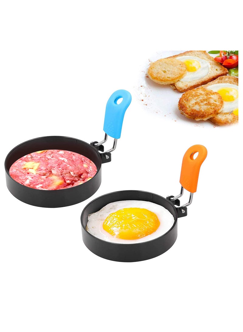 Egg Ring 2 Pack Stainless Steel Egg Cooking Rings Set Round Omelette Mold for Frying Egg English Muffins Pancake Sandwiches Breakfast Household Mold Muffins Pancake Sandwich Hamburger