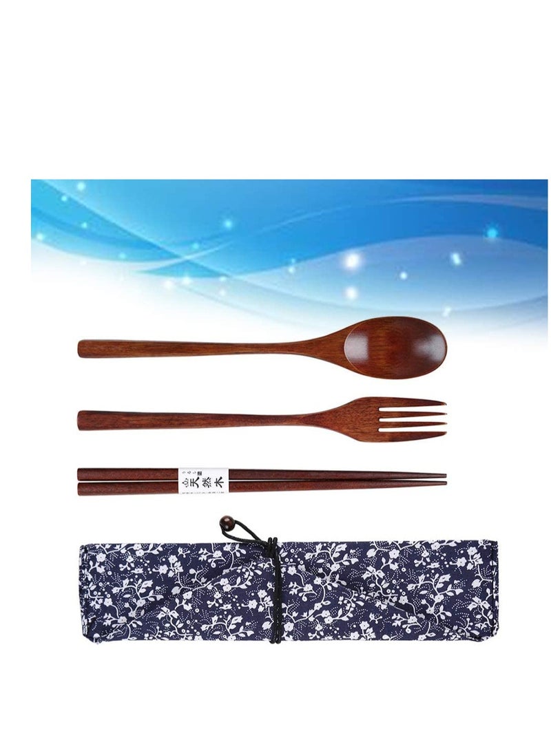 Wooden Fork Spoon Three-piece Suit Japanese Korea Style Travel Portable Tableware Nice Dinnerware Foodie Travel Novelty Business