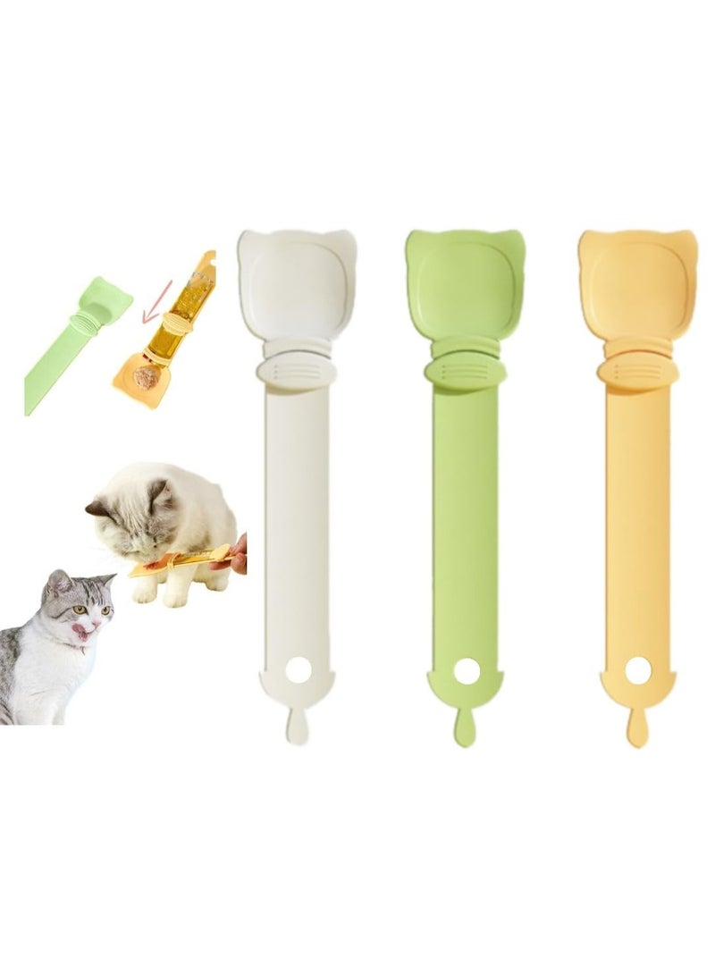 Cat Strip Happy Spoon Cat Wet Treat Squeeze Spoon Cat Strip Feeder Spoon Cat Bar Squeezer Cat Treat Feeding Spoon For Lickable Wet Cat Treats Liquid Snack Feeding (3 Pieces )