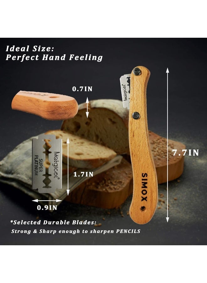 Premium Bread Lame, Bread Scorer Blade with Crafted Wooden Handle  5 Blades, Bread Scoring Tool/Bread Lame with Protective Cover by