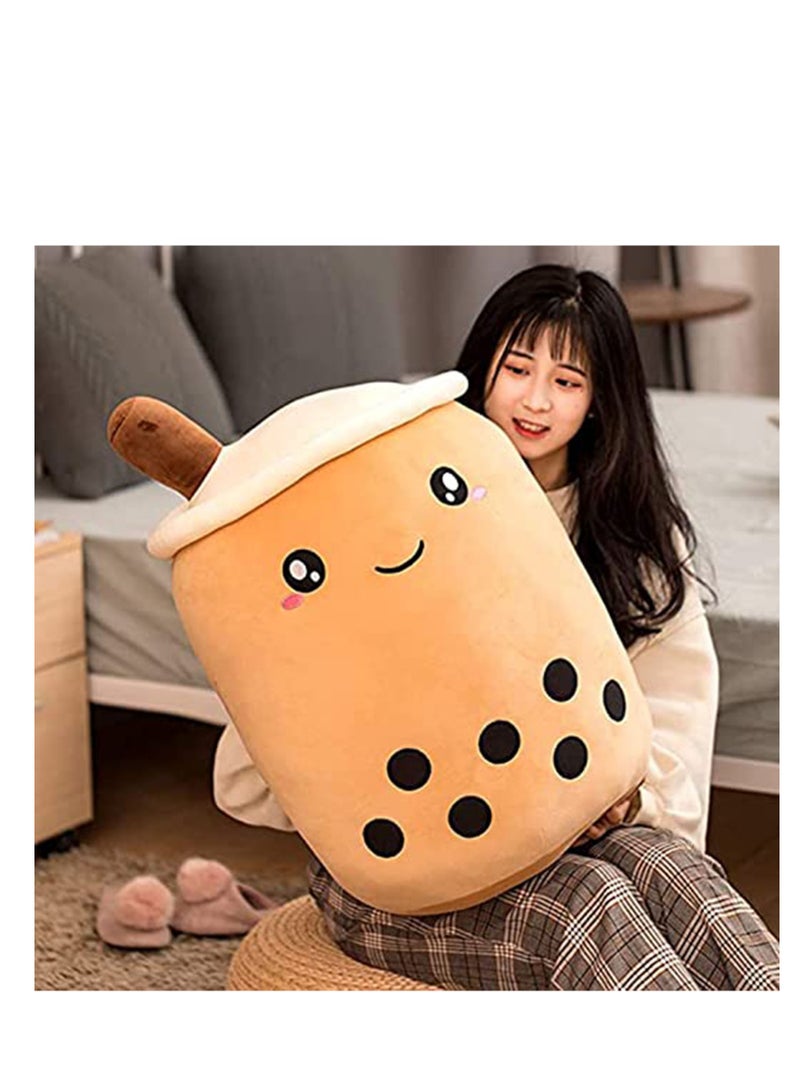 Kids Pillow Cushion 9.4 Inch Stuffed Boba Plushie Bubble Tea Plush Pillow Cartoon Cylindrical Milk Boba Pillow, Super Soft Kawaii Hugging Cushion Realistic Plush Food Toy Gifts for Boy Girl