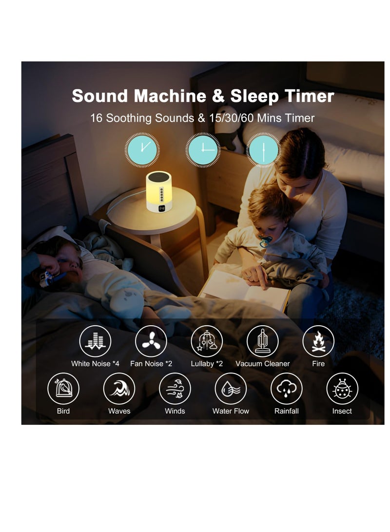 Night Light Bluetooth Speakers 48 Colour Changing Touch Control Bedside Lamps, Can Adjust Lighting, White Noise, Multi-Color Changing Bedside Lamps, Sound Machine, Gift for Teens and Adults