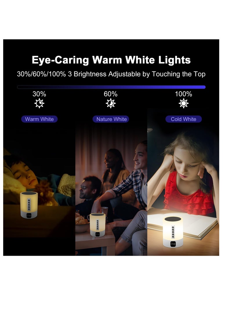 Night Light Bluetooth Speakers 48 Colour Changing Touch Control Bedside Lamps, Can Adjust Lighting, White Noise, Multi-Color Changing Bedside Lamps, Sound Machine, Gift for Teens and Adults