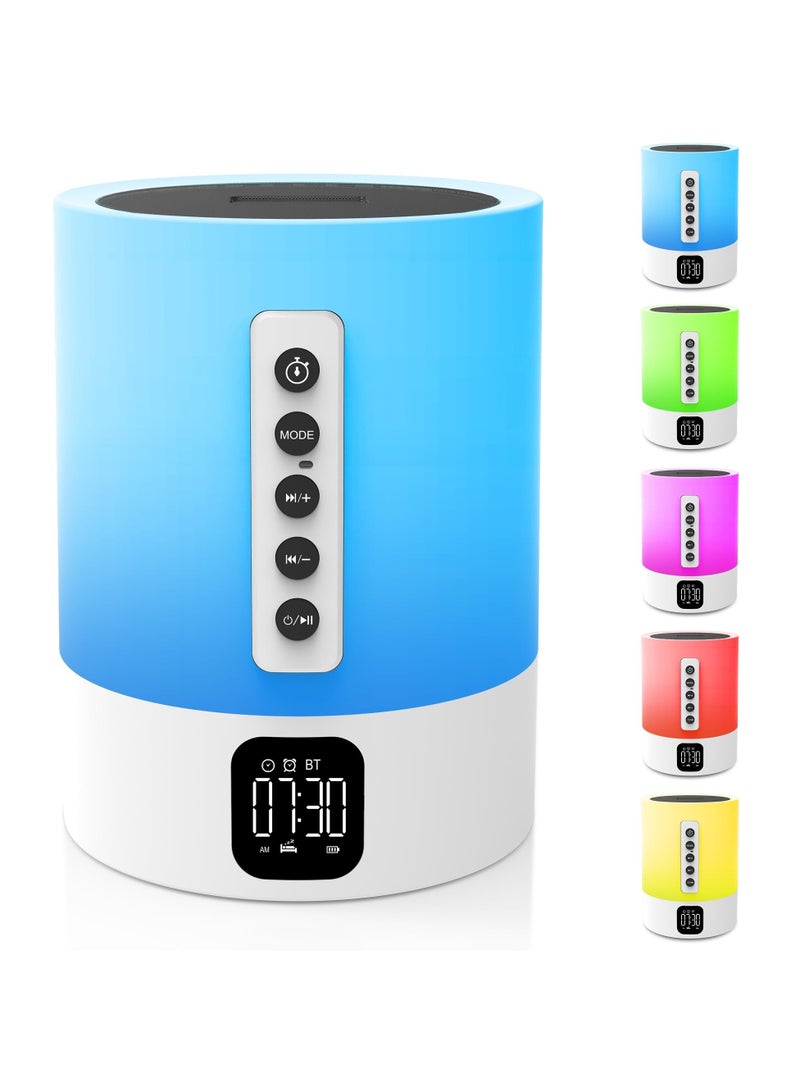 Night Light Bluetooth Speakers 48 Colour Changing Touch Control Bedside Lamps, Can Adjust Lighting, White Noise, Multi-Color Changing Bedside Lamps, Sound Machine, Gift for Teens and Adults