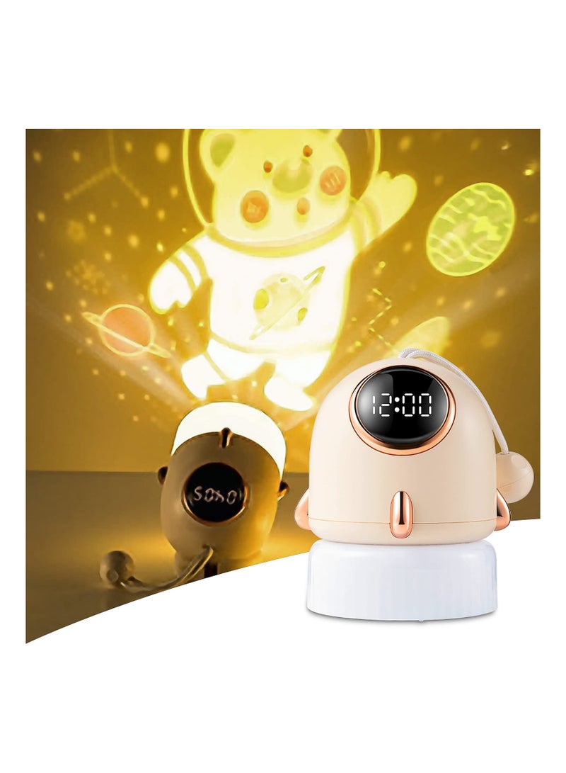 SYOSI Kids Clock Night Light with Star Projection Function Suitable for 3-14 Years Old Girl Boy Baby Toddler Light Decoration