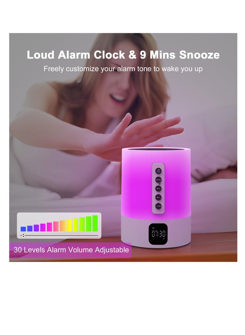 Night Light Bluetooth Speakers 48 ​​Color Changing Touch Control Bedside Lamps Can Adjust Lighting White Noise Multi-Color Changing Bedside Lamps Sound Machine Gift for Teens and Adults