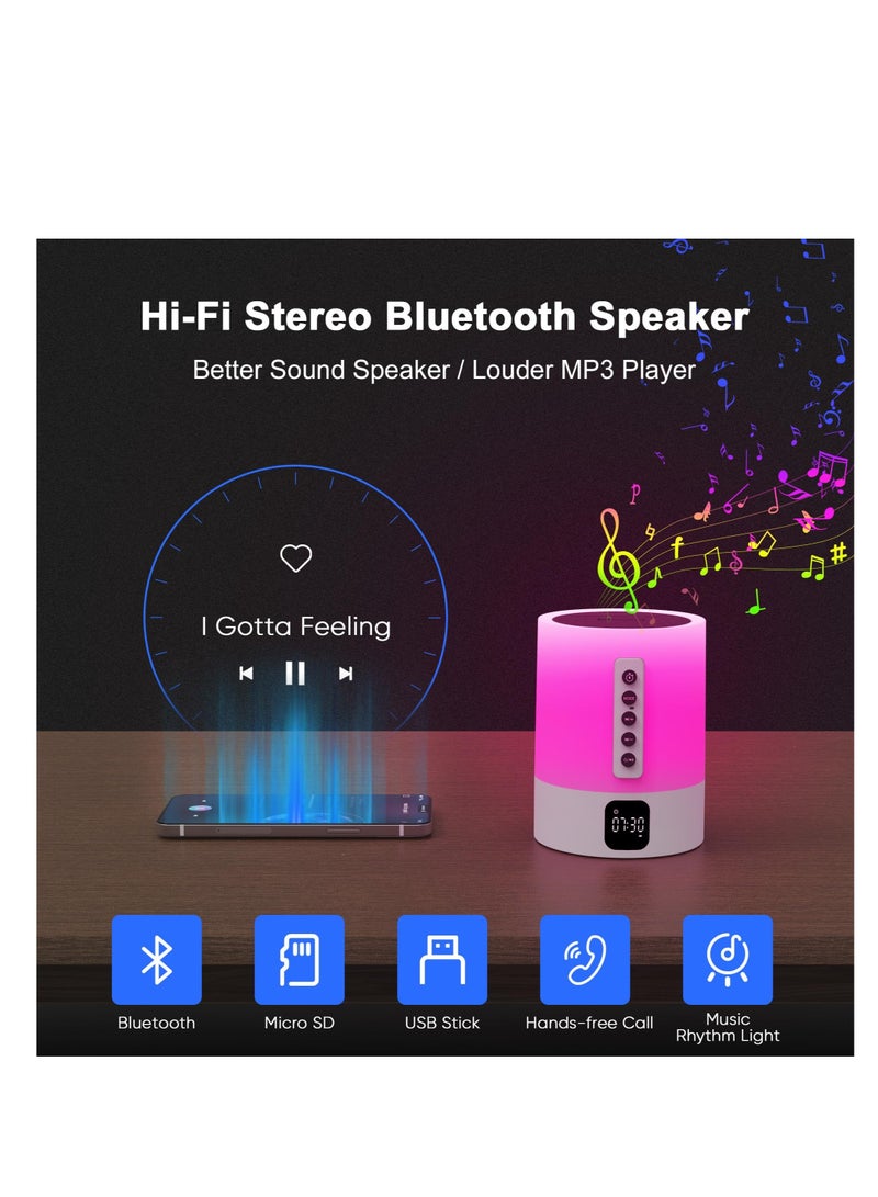 Night Light Bluetooth Speakers 48 ​​Color Changing Touch Control Bedside Lamps Can Adjust Lighting White Noise Multi-Color Changing Bedside Lamps Sound Machine Gift for Teens and Adults