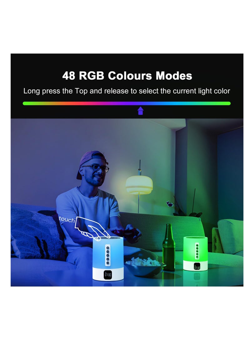 Night Light Bluetooth Speakers 48 ​​Color Changing Touch Control Bedside Lamps Can Adjust Lighting White Noise Multi-Color Changing Bedside Lamps Sound Machine Gift for Teens and Adults