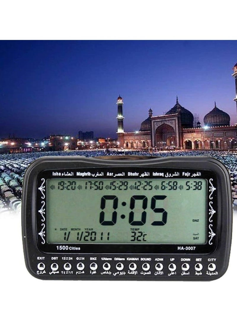 SMART Digital Azan Alarm Clock With Qibla Direction, Temperature Display And Backlit LED