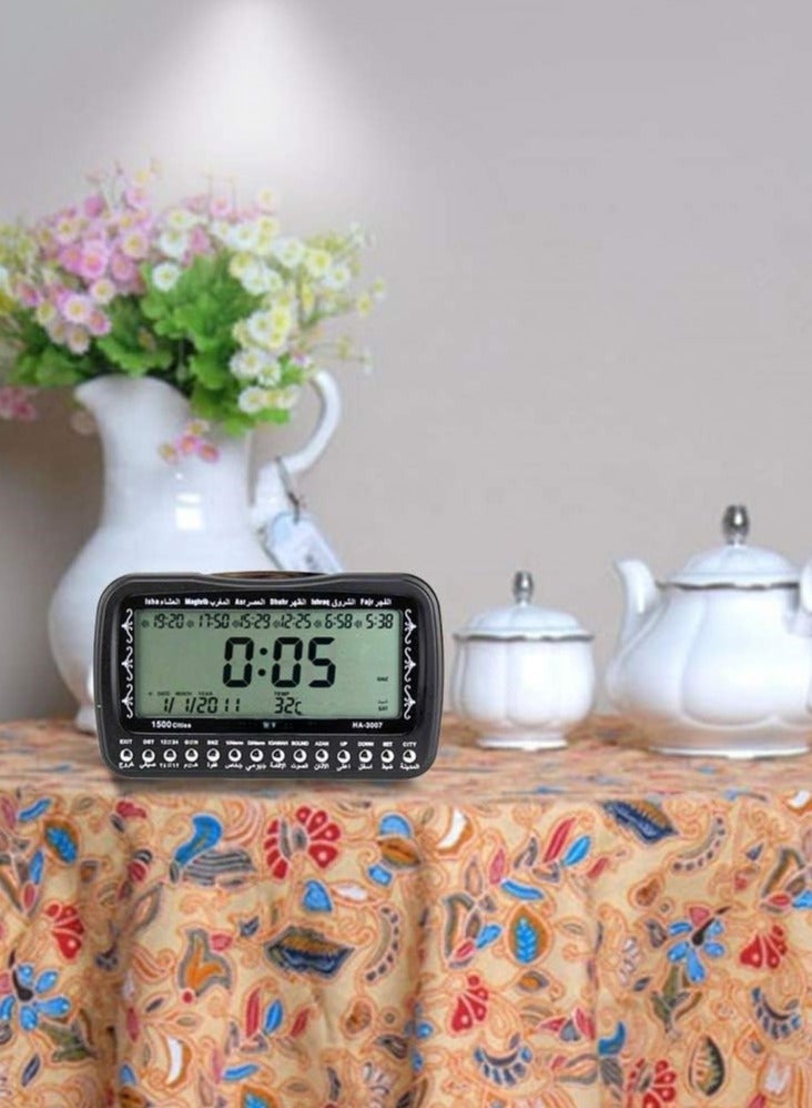 SMART Digital Azan Alarm Clock With Qibla Direction, Temperature Display And Backlit LED