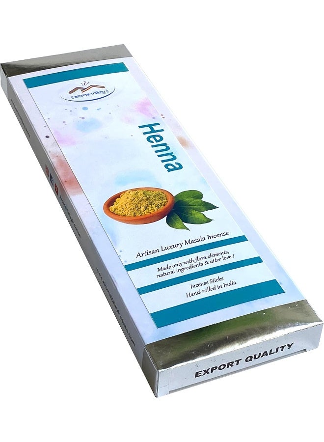 Aroma Valley  Henna Incense Sticks - Artisan Luxury Masala Incense - Handmade Long-Burning Incense 19+ Sticks