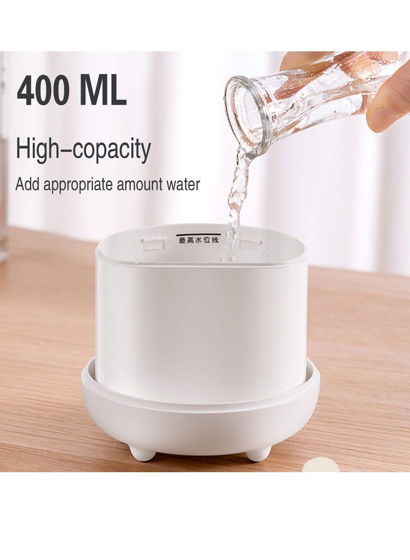 Humidifier For Baby and Bedroom Small Plant Humidifier For Office with High and Low Mist Settings 2 Mist Modes Super Quiet Up to 12 Hours White 400ml