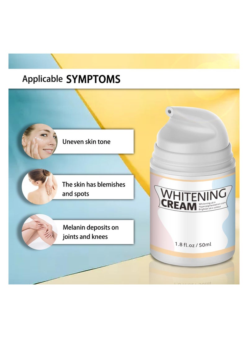 Skin Whitening Cream for Body, Underarm Lightening Cream for Intimate Areas and Bleaching, Brightening Cream Dark Spot Remover Corrector for Neck, Armpit, Elbow, Inner Thigh and Knees (1.8oz)
