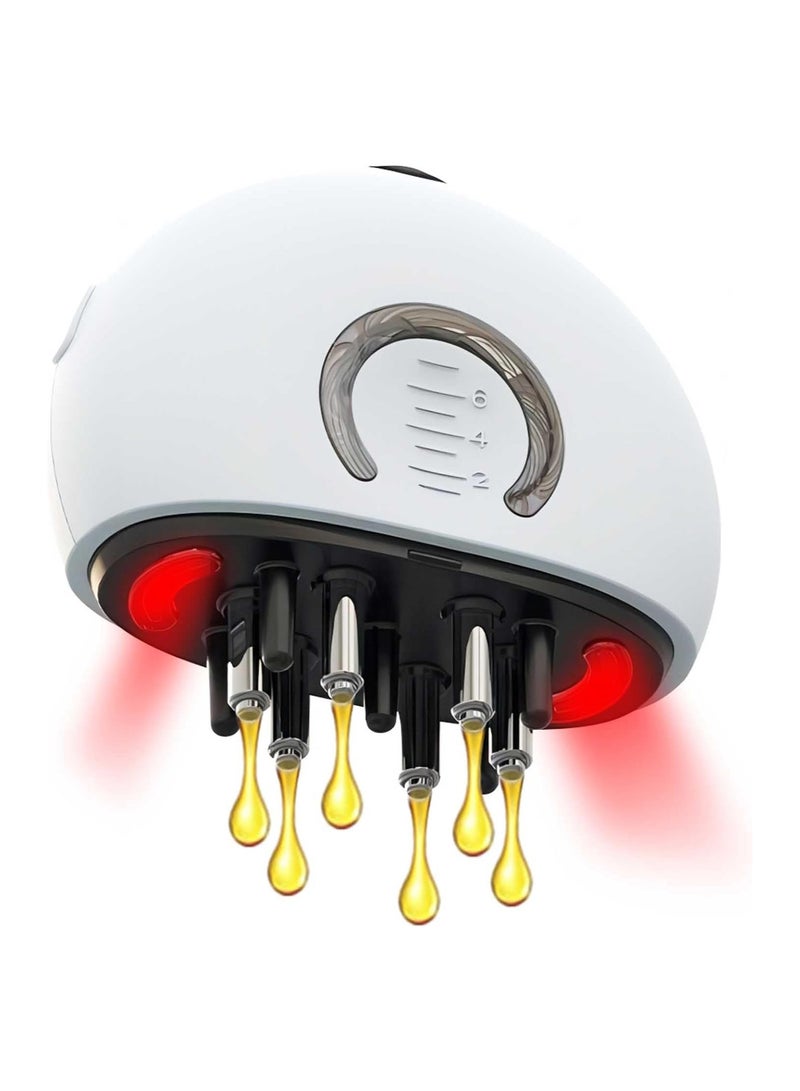 Hair Oil Applicator with Red Light, Electric Scalp Massager for Hair Treatment Growth, 2 in 1 Scalp Applicator Brush Medicine Fluid Essential Oil Serum, Dandruff Exfoliator Treatment, Fillable Brush
