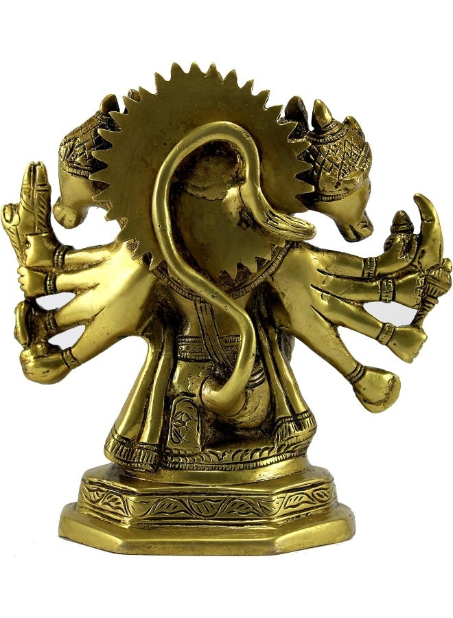 Brass Panchmukhi Hanuman Anjaneya Pavan Putra Bajrangbali Idol Murti Moorti Statue (7 Inch)