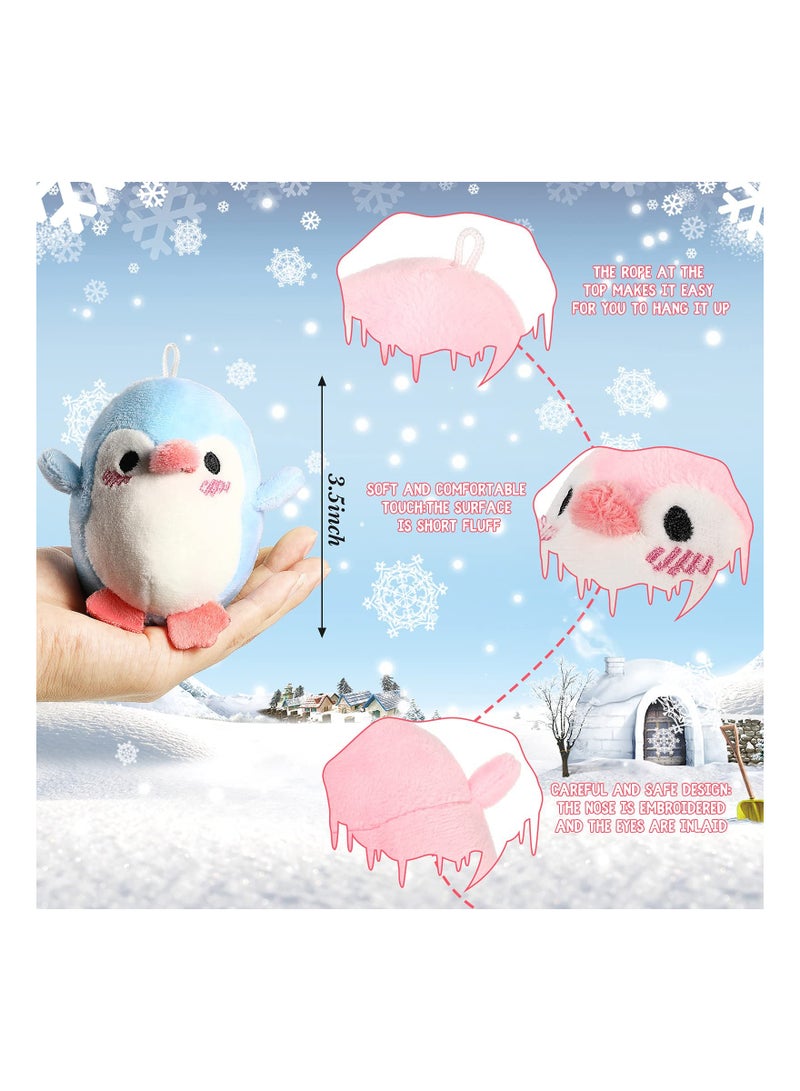 Adroable Mini Plush Penguin Keychain and Stuffed Toy Set 4Pcs Suitable Gift for Babies Kids and Party Favors