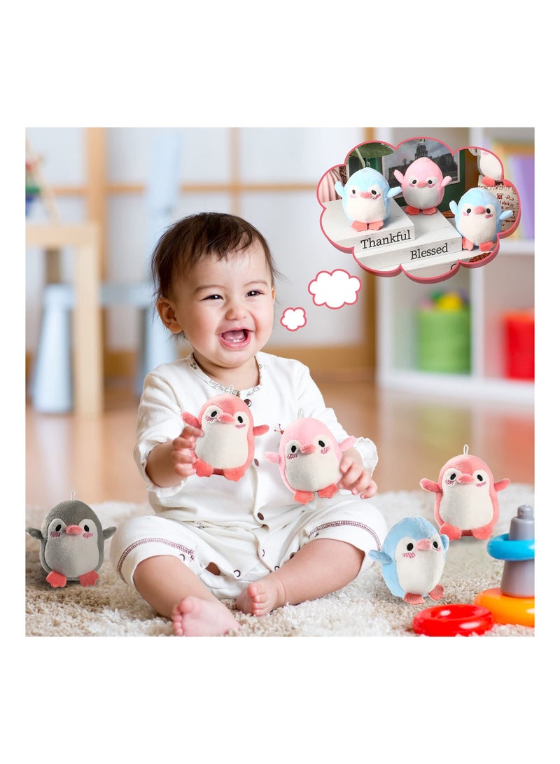 Adroable Mini Plush Penguin Keychain and Stuffed Toy Set 4Pcs Suitable Gift for Babies Kids and Party Favors