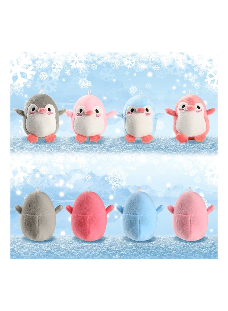 Adroable Mini Plush Penguin Keychain and Stuffed Toy Set 4Pcs Suitable Gift for Babies Kids and Party Favors