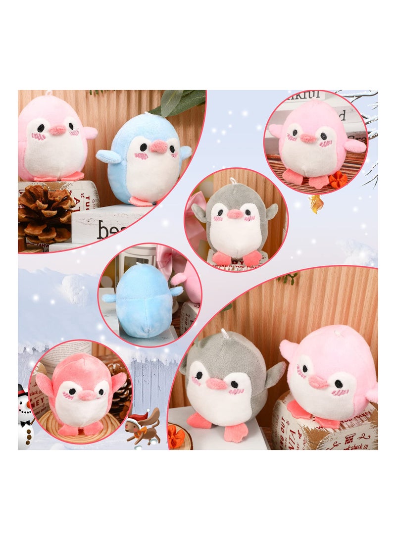 Adroable Mini Plush Penguin Keychain and Stuffed Toy Set 4Pcs Suitable Gift for Babies Kids and Party Favors