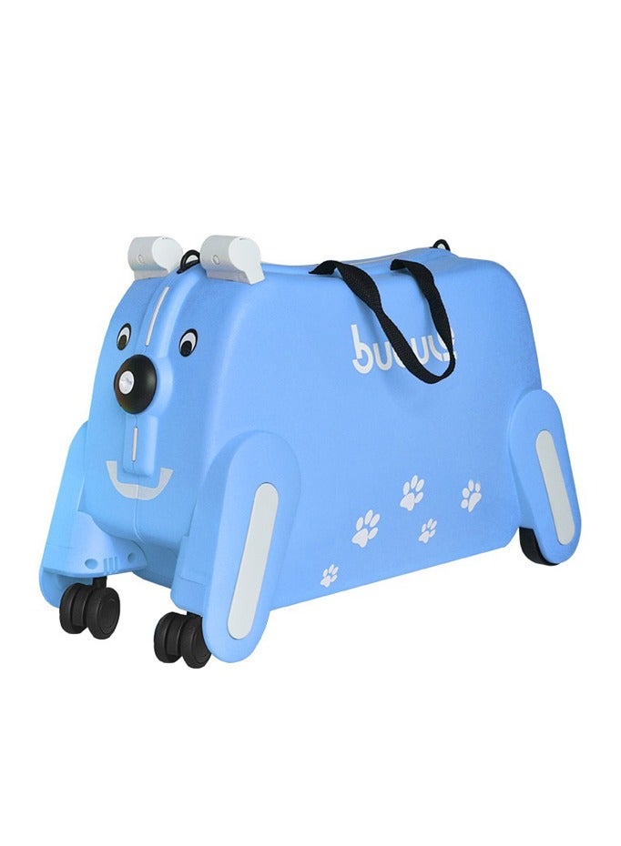 Children's trolley case, suitcase, can be ridden, can sit, cute luggage bag, children's puppy suitcase, blue