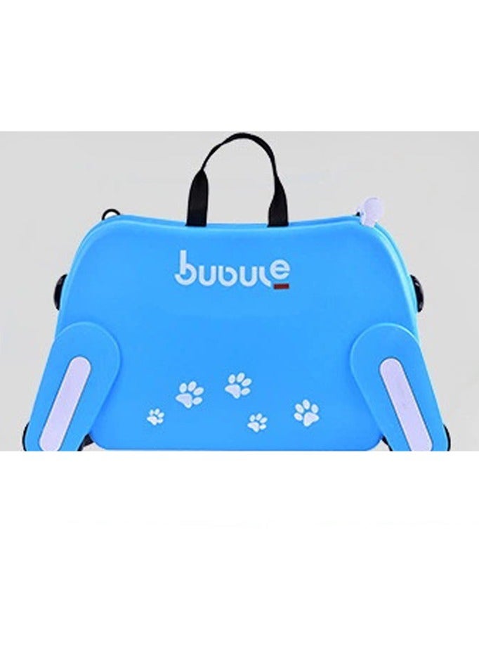 Children's trolley case, suitcase, can be ridden, can sit, cute luggage bag, children's puppy suitcase, blue