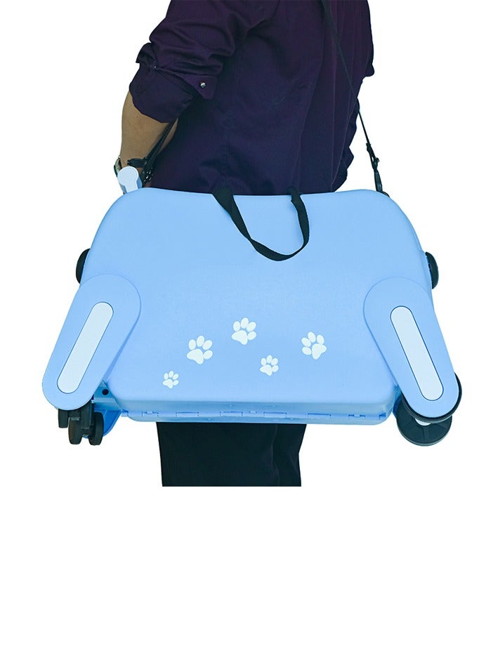 Children's trolley case, suitcase, can be ridden, can sit, cute luggage bag, children's puppy suitcase, blue