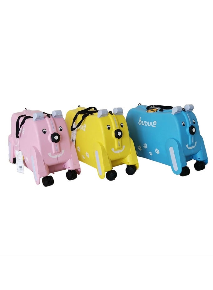 Children's trolley case, suitcase, can be ridden, can sit, cute luggage bag, children's puppy suitcase, blue